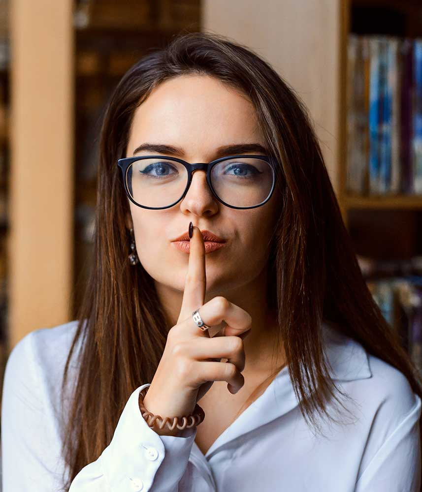 woman with glasses